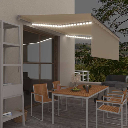vidaXL Manual Retractable Awning with Blind&LED 4x3m Cream