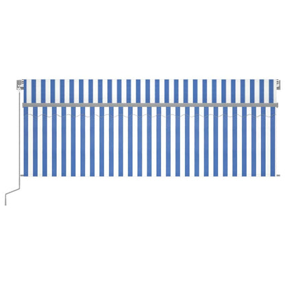 vidaXL Manual Retractable Awning with Blind 4.5x3m Blue&White