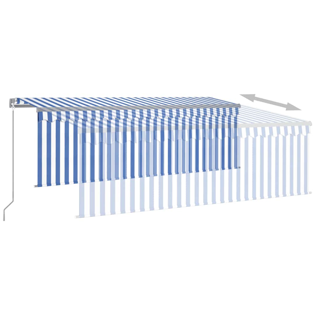 vidaXL Retractable Awning | Blue and White