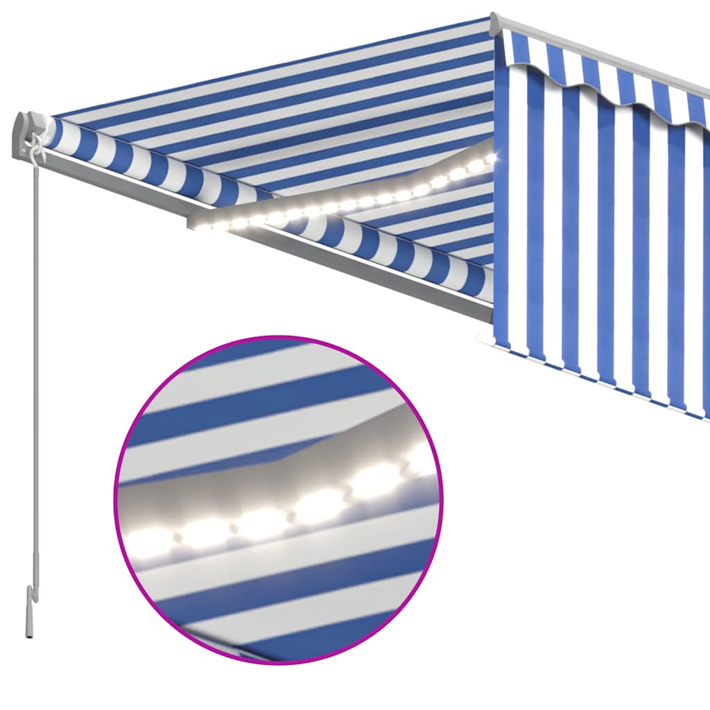 vidaXL Retractable Awning | Blue and White