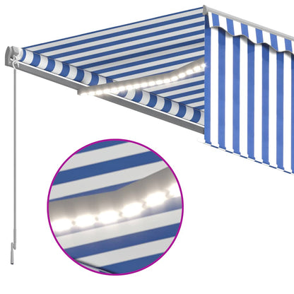 vidaXL Retractable Awning | Blue and White