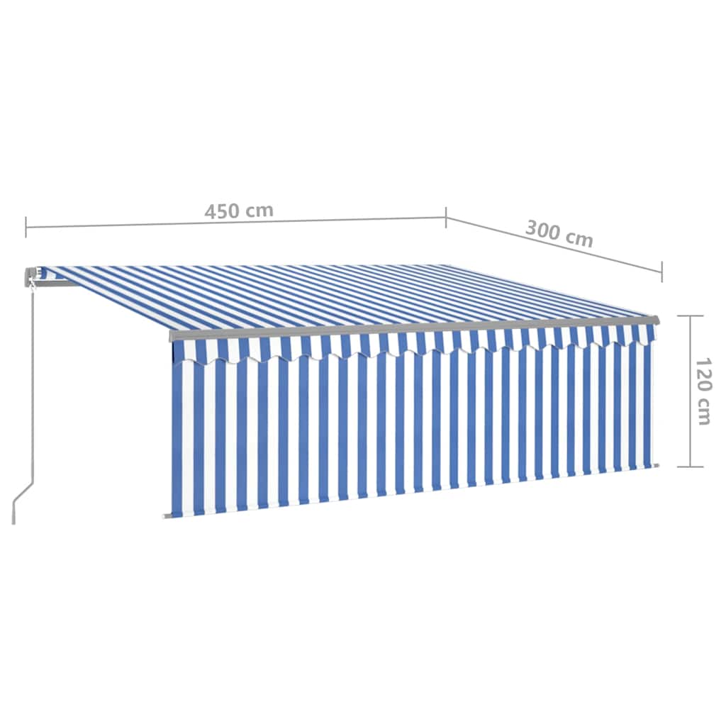 vidaXL Retractable Awning | Blue and White