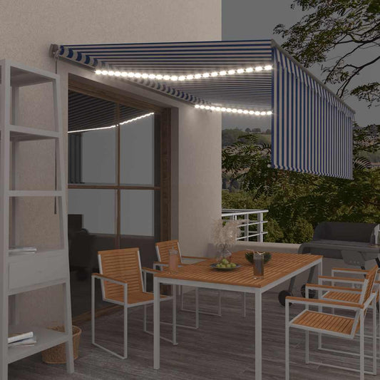 vidaXL Retractable Awning | Blue and White