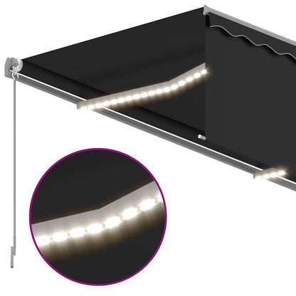 vidaXL Manual Retractable Awning with Blind&LED 4.5x3m Anthracite
