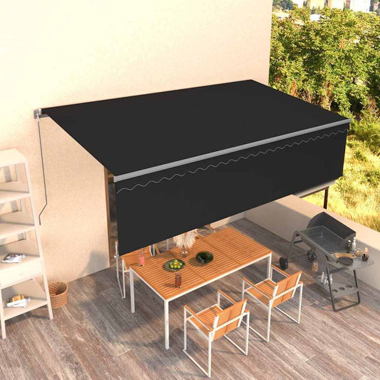 3069459 vidaXL Manual Retractable Awning with Blind 5x3m Anthracite (313233+46850+313291)