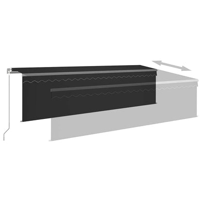 vidaXL Manual Retractable Awning with Blind&LED 5x3m Anthracite