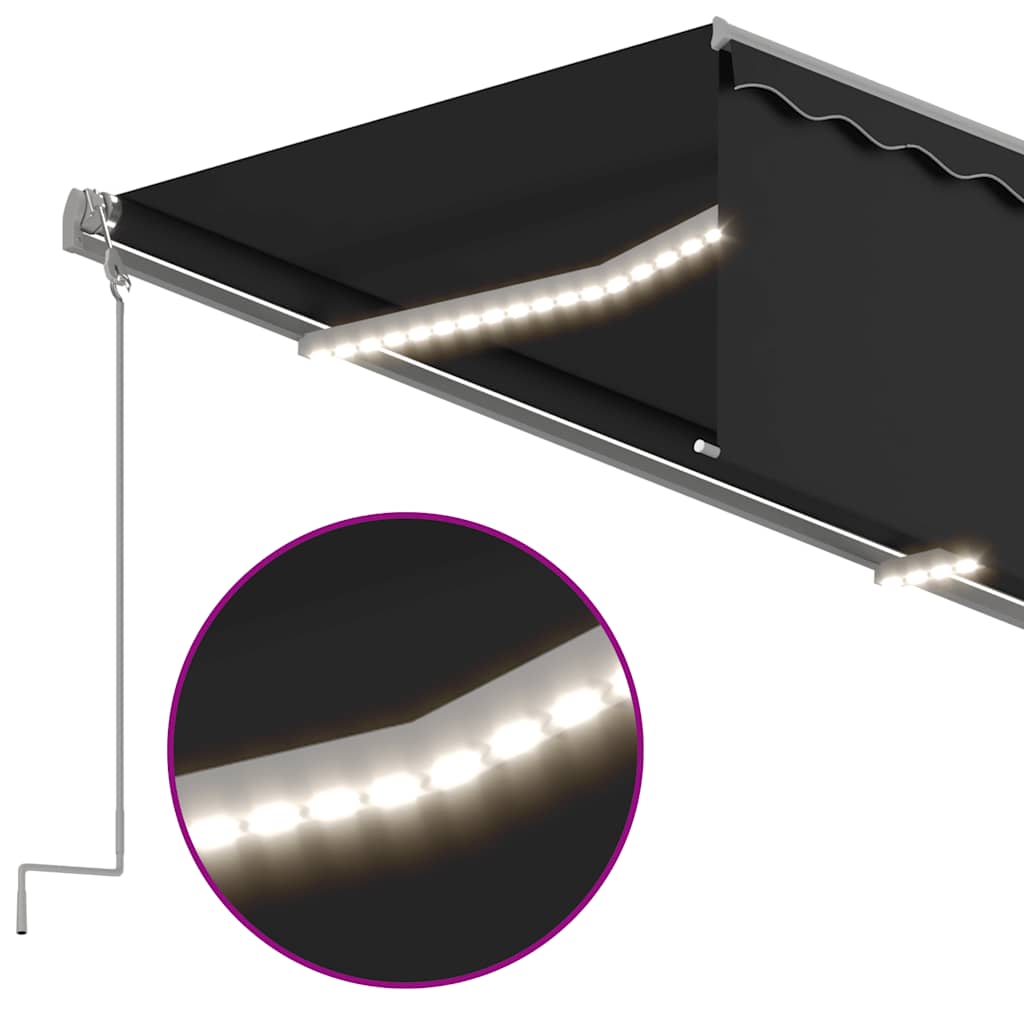 vidaXL Manual Retractable Awning with Blind&LED 5x3m Anthracite