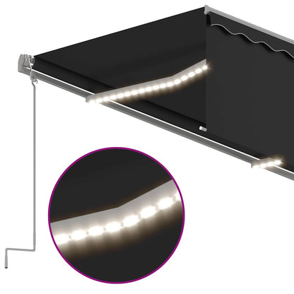vidaXL Manual Retractable Awning with Blind&LED 5x3m Anthracite