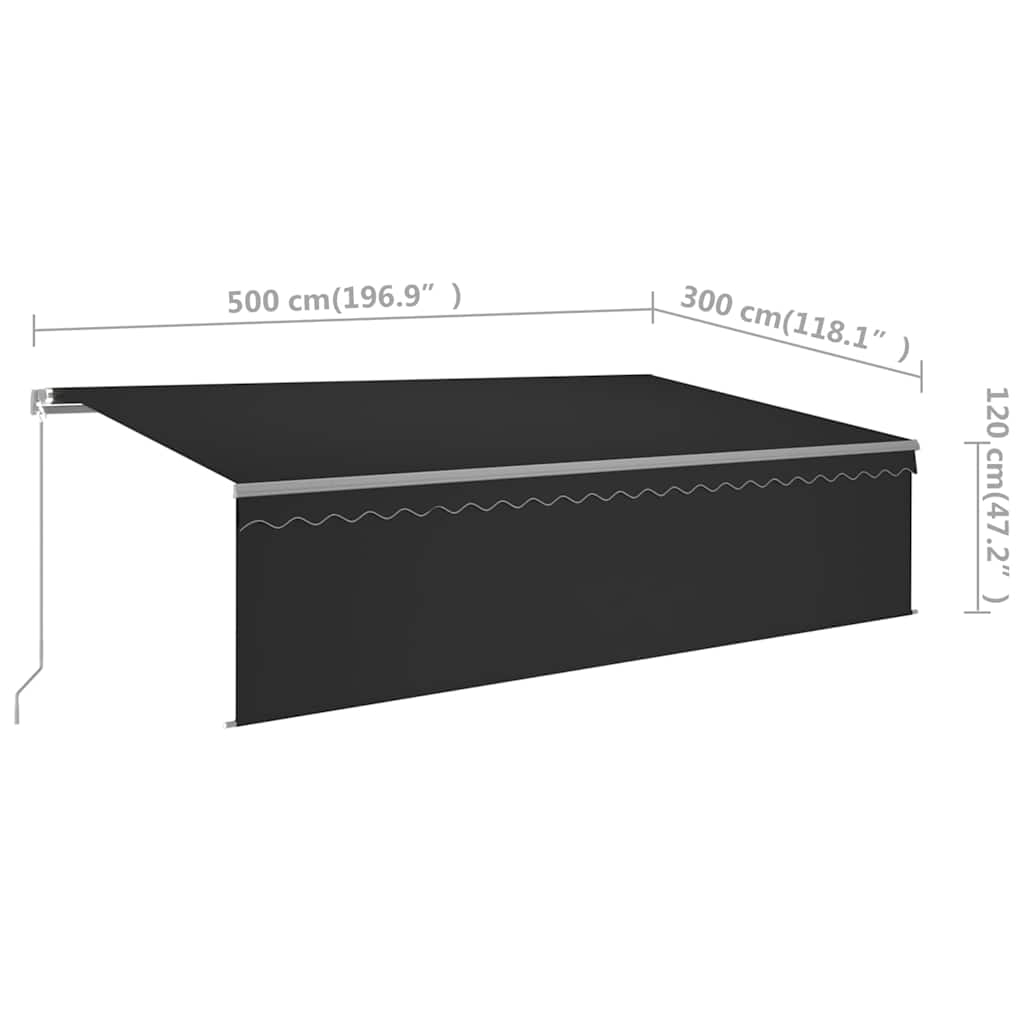 vidaXL Manual Retractable Awning with Blind&LED 5x3m Anthracite
