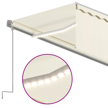 vidaXL Manual Retractable Awning with Blind&LED 6x3m Cream