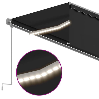vidaXL Manual Retractable Awning with Blind&LED 6x3m Anthracite