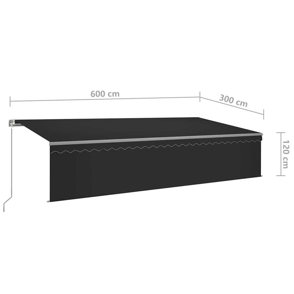vidaXL Manual Retractable Awning with Blind&LED 6x3m Anthracite