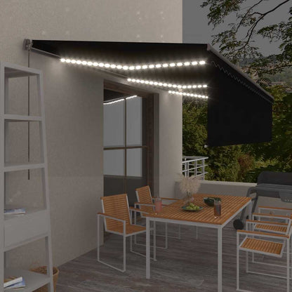 vidaXL Manual Retractable Awning with Blind&LED 6x3m Anthracite