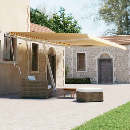 vidaXL Freestanding Manual Retractable Awning 600x300 cm Yellow/White