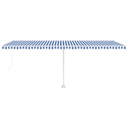 vidaXL Manual Retractable Awning with LED 600x300 cm Blue and White