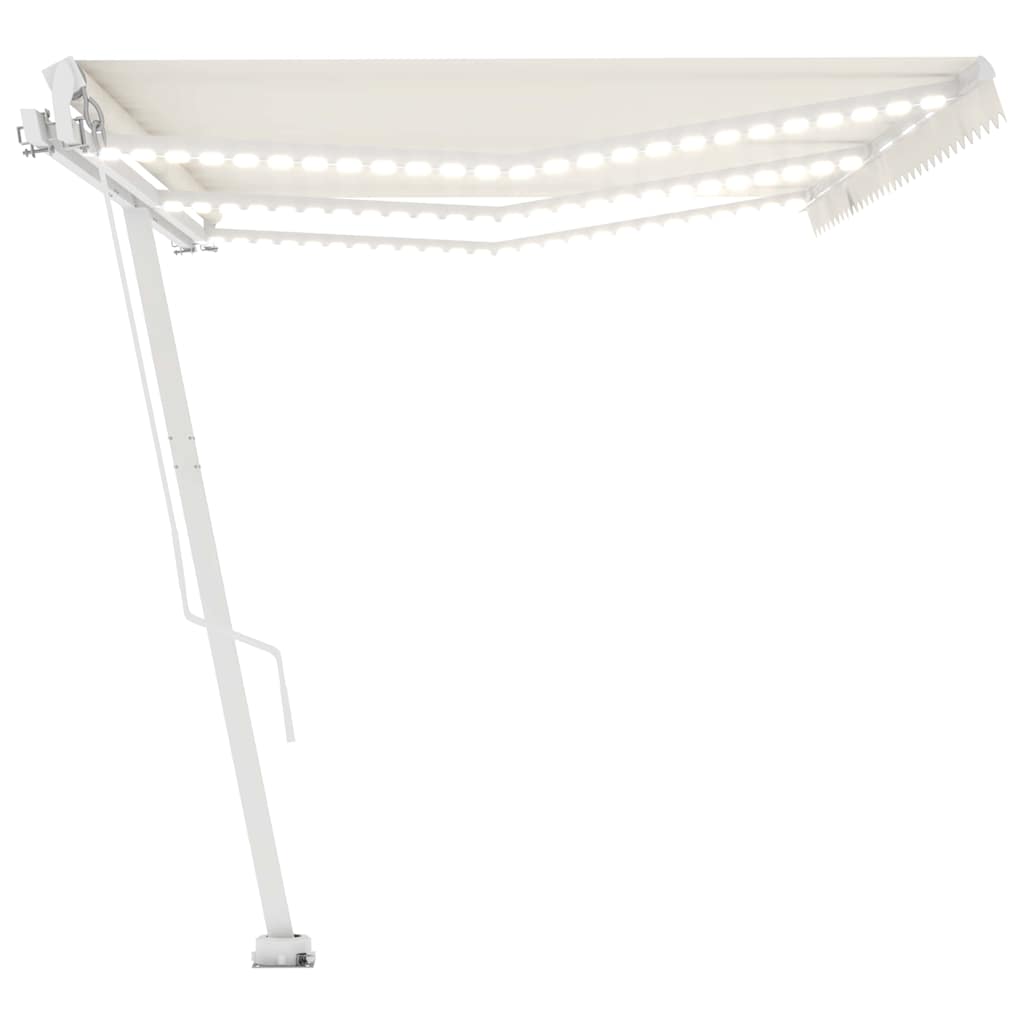 vidaXL Manual Retractable Awning with LED 600x300 cm Cream