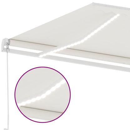 vidaXL Manual Retractable Awning with LED 600x300 cm Cream