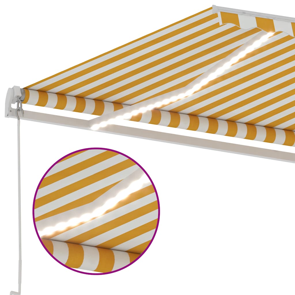 vidaXL Manual Retractable Awning with LED 600x300 cm Yellow and White