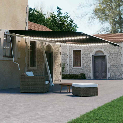 vidaXL Manual Retractable Awning with LED 600x300 cm Anthracite