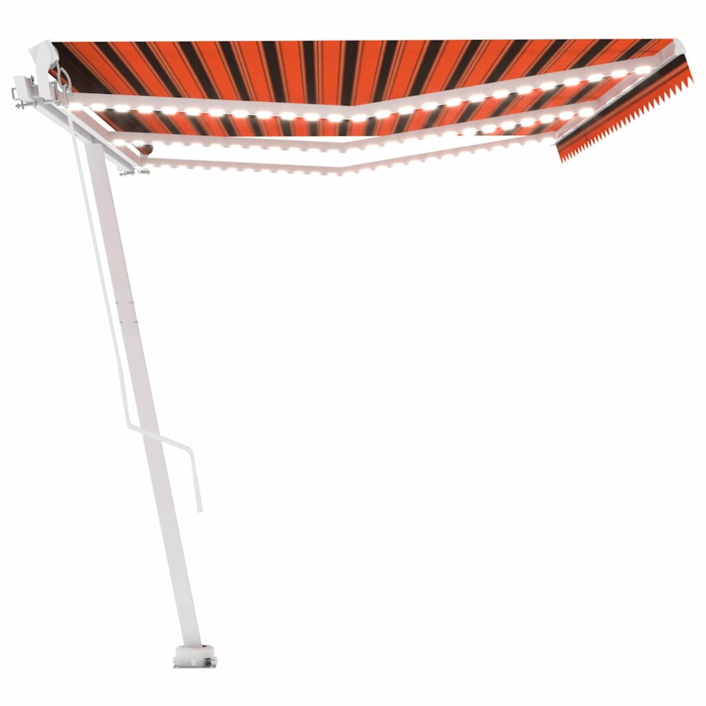 vidaXL Manual Retractable Awning with LED 600x300 cm Orange and Brown