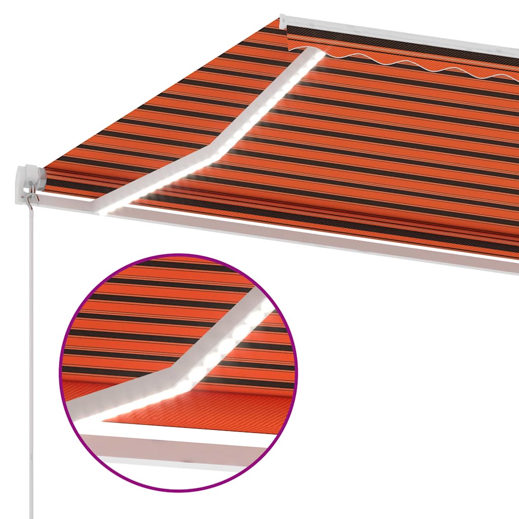 vidaXL Manual Retractable Awning with LED 600x300 cm Orange and Brown