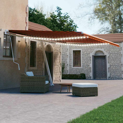 vidaXL Manual Retractable Awning with LED 600x300 cm Orange and Brown