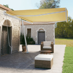 vidaXL Freestanding Manual Retractable Awning 500x350 cm Yellow/White