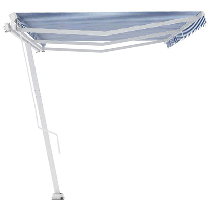 vidaXL Manual Awning 6 x 3.5 m Blue and White Stripe 100% Polyester
