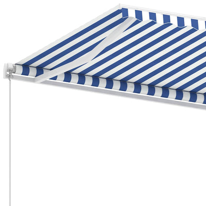 vidaXL Manual Awning 6 x 3.5 m Blue and White Stripe 100% Polyester