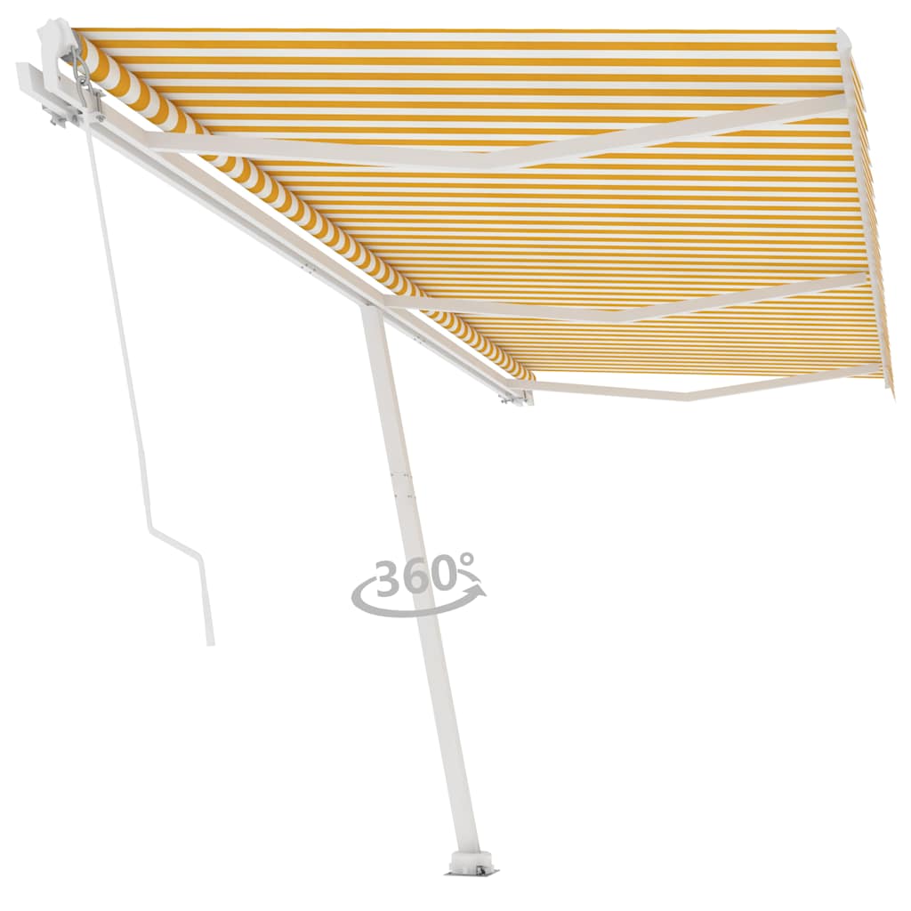 vidaXL Manual Awning 6 x 3.5 m Yellow and White Stripe 100% Polyester