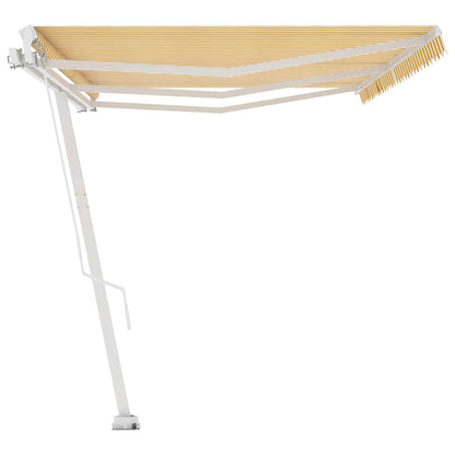 vidaXL Manual Awning 6 x 3.5 m Yellow and White Stripe 100% Polyester