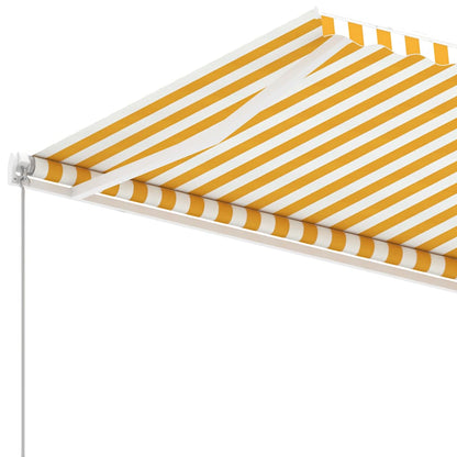 vidaXL Manual Awning 6 x 3.5 m Yellow and White Stripe 100% Polyester