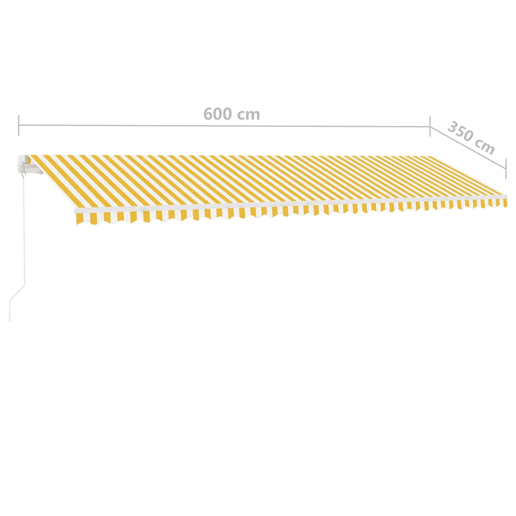 vidaXL Manual Awning 6 x 3.5 m Yellow and White Stripe 100% Polyester