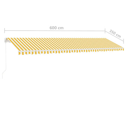 vidaXL Manual Awning 6 x 3.5 m Yellow and White Stripe 100% Polyester