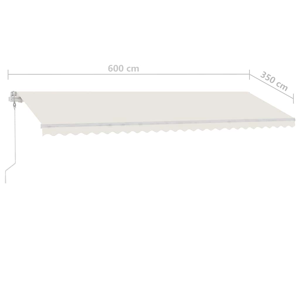 vidaXL Manual Retractable Awning with LED 600x350 cm Cream