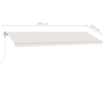 vidaXL Manual Retractable Awning with LED 600x350 cm Cream
