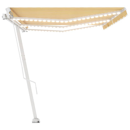 vidaXL Manual Retractable Awning with LED 600x350 cm Yellow and White