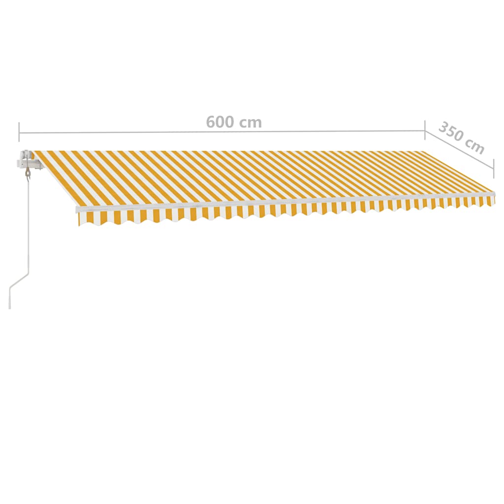 vidaXL Manual Retractable Awning with LED 600x350 cm Yellow and White