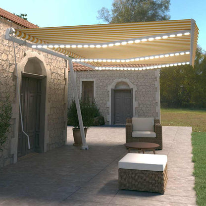 vidaXL Manual Retractable Awning with LED 600x350 cm Yellow and White