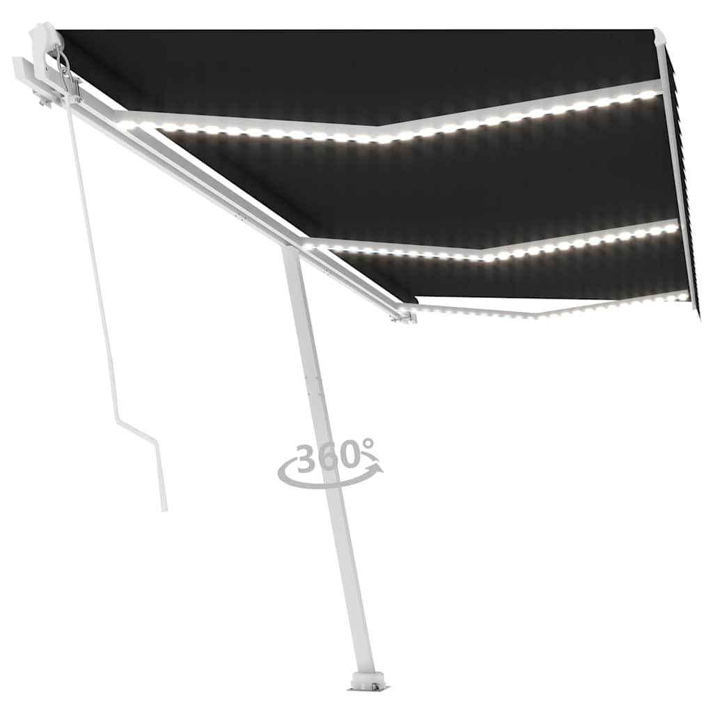 vidaXL Manual Retractable Awning with LED 600x350 cm Anthracite