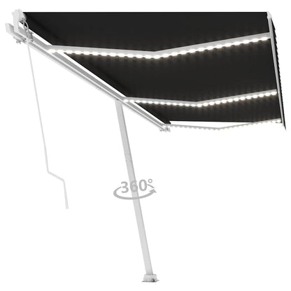 vidaXL Manual Retractable Awning with LED 600x350 cm Anthracite