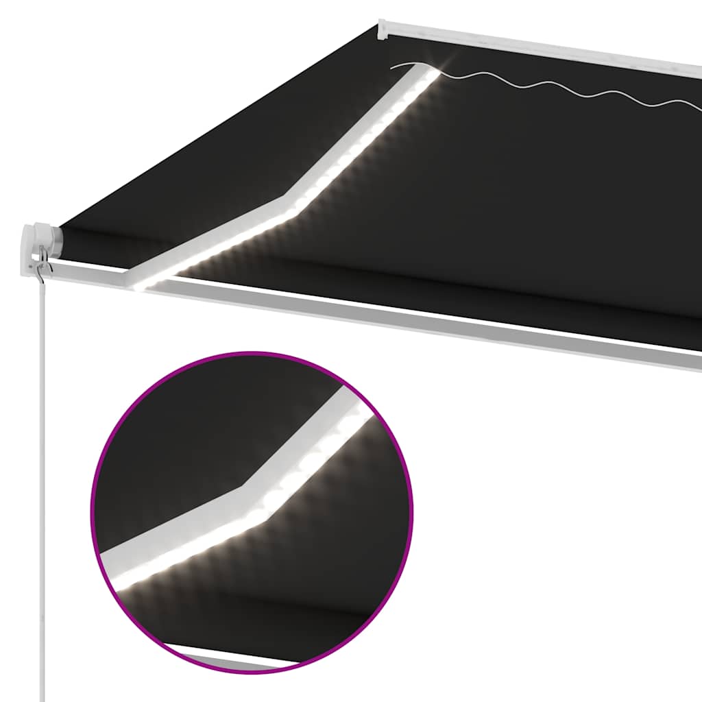 vidaXL Manual Retractable Awning with LED 600x350 cm Anthracite