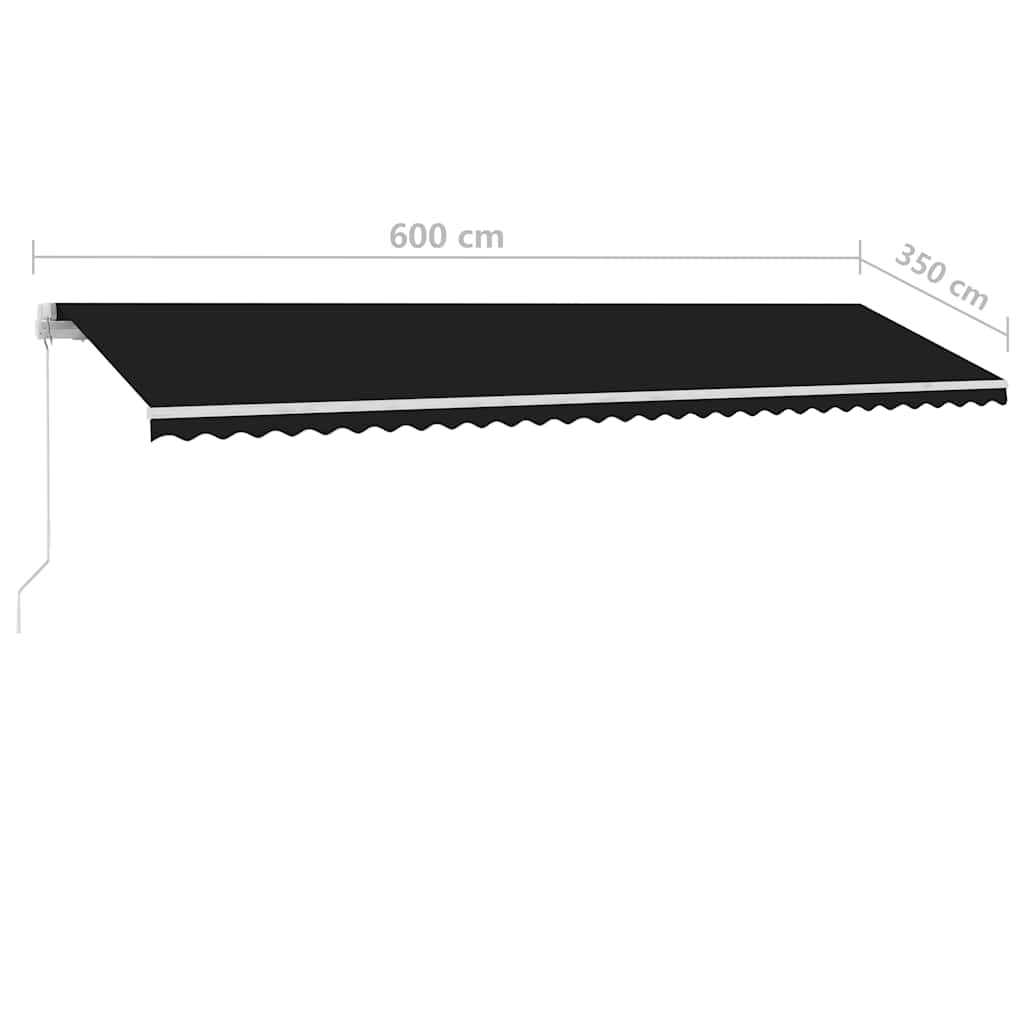 vidaXL Manual Retractable Awning with LED 600x350 cm Anthracite