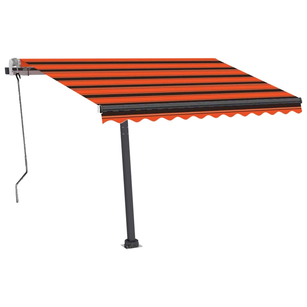 vidaXL Manual Retractable Awning with LED 350x250 cm Orange and Brown