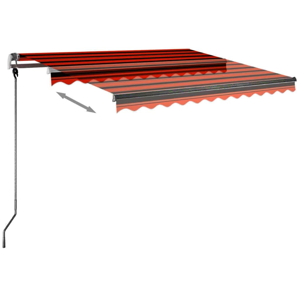 vidaXL Manual Retractable Awning with LED 350x250 cm Orange and Brown