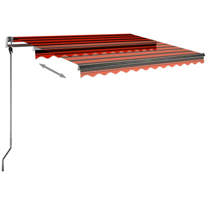 vidaXL Manual Retractable Awning with LED 350x250 cm Orange and Brown