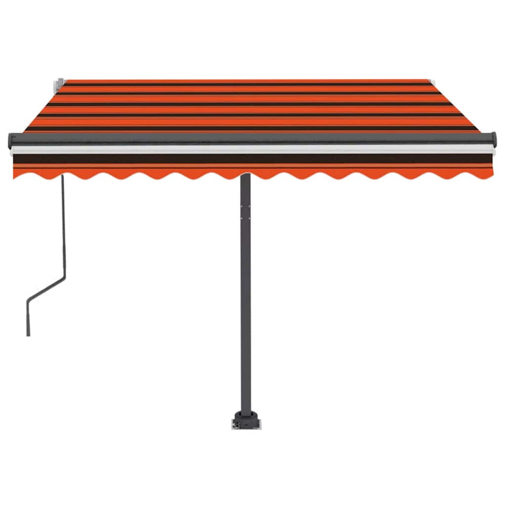 vidaXL Manual Retractable Awning with LED 350x250 cm Orange and Brown