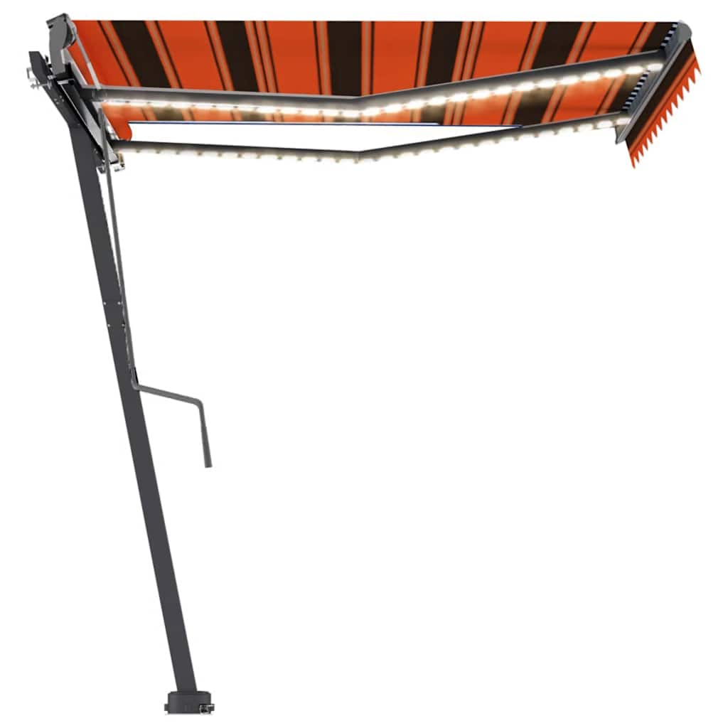 vidaXL Manual Retractable Awning with LED 350x250 cm Orange and Brown