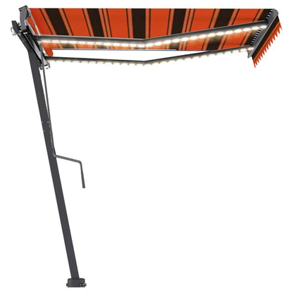 vidaXL Manual Retractable Awning with LED 350x250 cm Orange and Brown