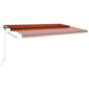 vidaXL Manual Retractable Awning with LED 500x300 cm Orange and Brown